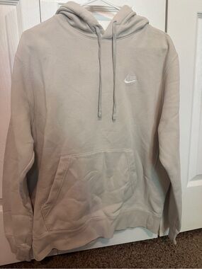 Nike Light Beige Pullover Hoodie with Embroidered Swoosh